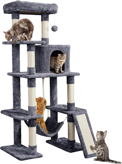 Yaheetech Cat Tree Cat Tower, 63 Inches Multi-Level Cat Tree for Indoor Cats, Tall Cat Tree with Sisal-Covered Scratching Posts & Condo, Cat Furniture Activity Center for Cats Kitten