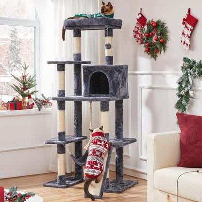 Yaheetech Cat Tree Cat Tower, 63 Inches Multi-Level Cat Tree for Indoor Cats, Tall Cat Tree with Sisal-Covered Scratching Posts & Condo, Cat Furniture Activity Center for Cats Kitten
