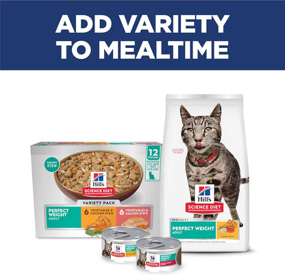 Hill'S Science Diet Dry Cat Food, Adult, Perfect Weight for Healthy Weight & Weight Management, Chicken Recipe, 3 Lb. Bag