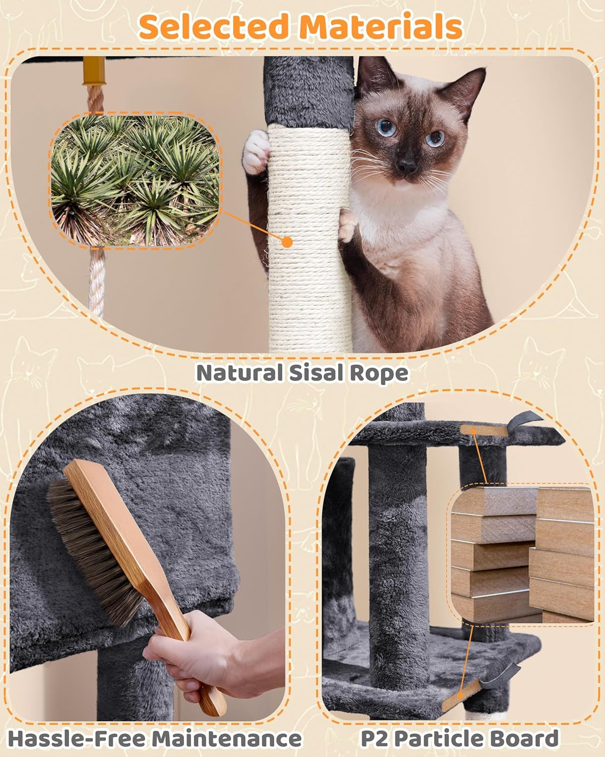 Yaheetech Cat Tree Cat Tower, 63 Inches Multi-Level Cat Tree for Indoor Cats, Tall Cat Tree with Sisal-Covered Scratching Posts & Condo, Cat Furniture Activity Center for Cats Kitten